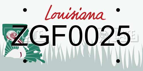 ZGF0025 Louisiana License Plate