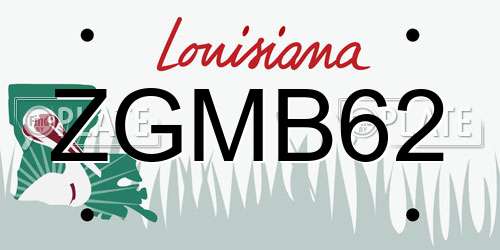 ZGMB62 Louisiana License Plate