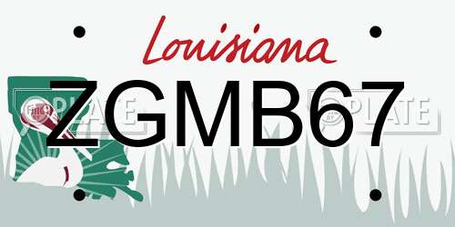 ZGMB67 Louisiana License Plate