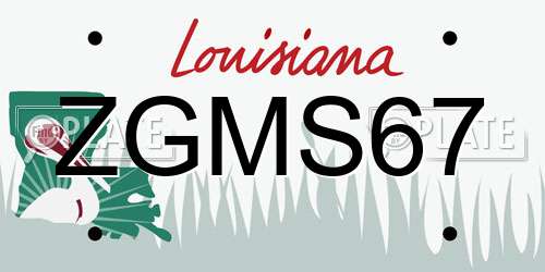 ZGMS67 Louisiana License Plate