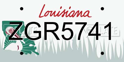 ZGR5741 Louisiana License Plate