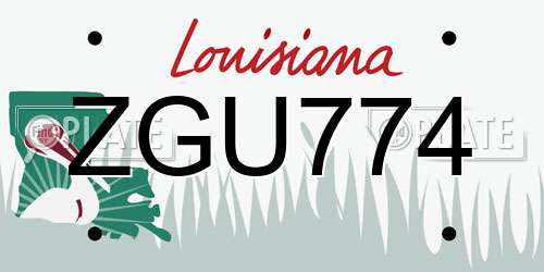 ZGU774 Louisiana License Plate