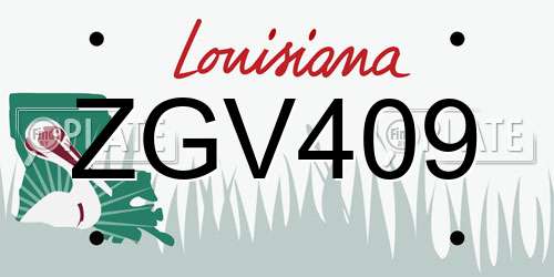 ZGV409 Louisiana License Plate