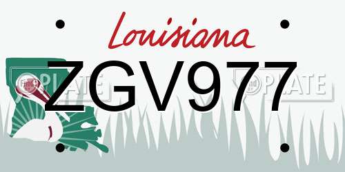 ZGV977 Louisiana License Plate