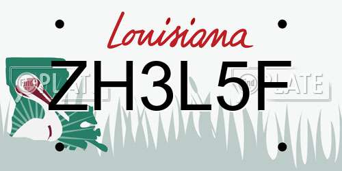 ZH3L5F Louisiana License Plate