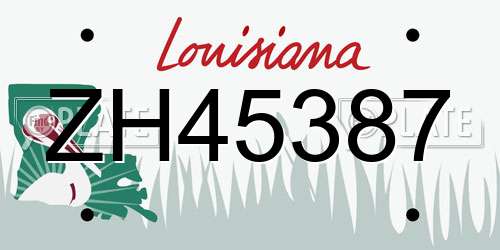 ZH45387 Louisiana License Plate