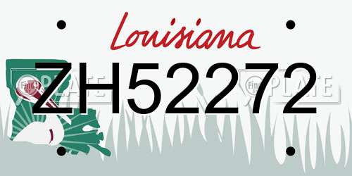 ZH52272 Louisiana License Plate
