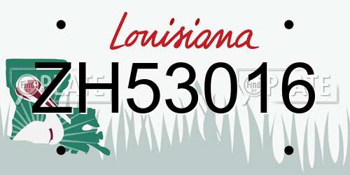 ZH53016 Louisiana License Plate