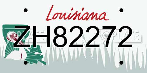 ZH82272 Louisiana License Plate