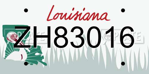 ZH83016 Louisiana License Plate