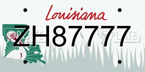 ZH87777 Louisiana License Plate