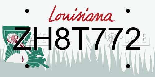 ZH8T772 Louisiana License Plate