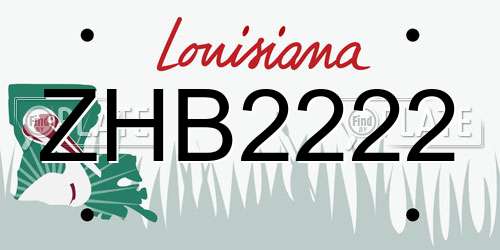 ZHB2222 Louisiana License Plate