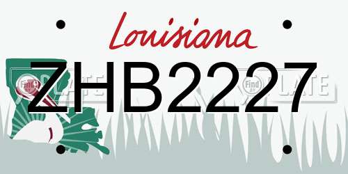 ZHB2227 Louisiana License Plate