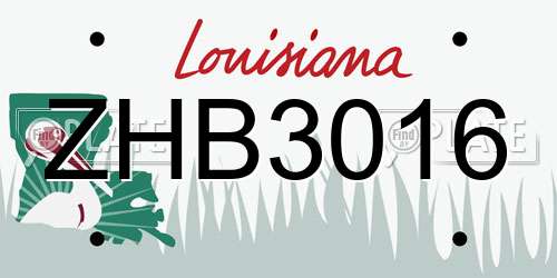 ZHB3016 Louisiana License Plate