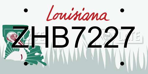 ZHB7227 Louisiana License Plate