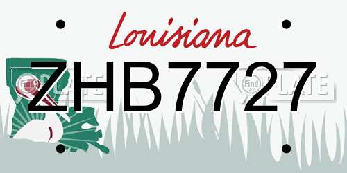ZHB7727 Louisiana License Plate