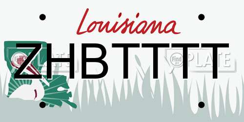 ZHBTTTT Louisiana License Plate