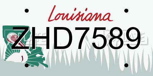 ZHD7589 Louisiana License Plate