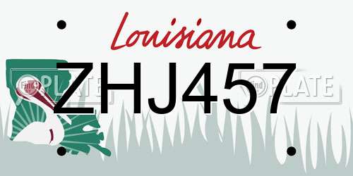 ZHJ457 Louisiana License Plate