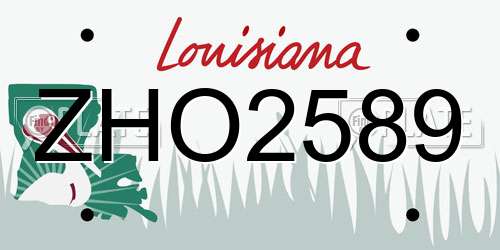 ZHO2589 Louisiana License Plate