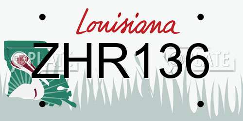 ZHR136 Louisiana License Plate