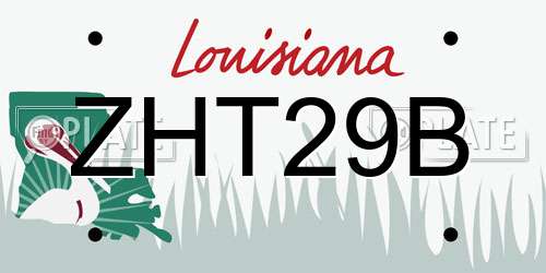ZHT29B Louisiana License Plate
