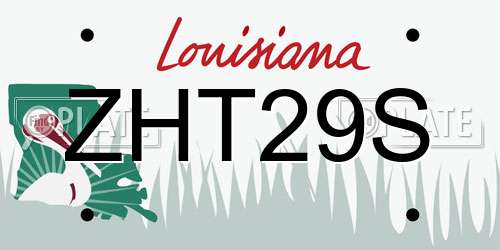 ZHT29S Louisiana License Plate