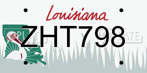 ZHT798 Louisiana License Plate
