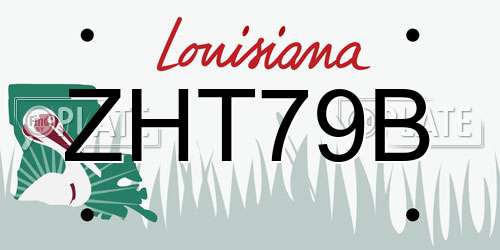 ZHT79B Louisiana License Plate