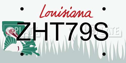 ZHT79S Louisiana License Plate
