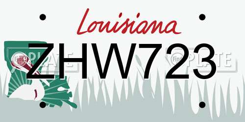 ZHW723 Louisiana License Plate