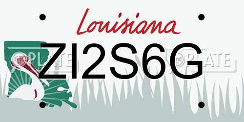 ZI2S6G Louisiana License Plate
