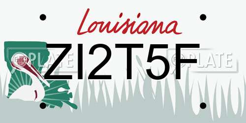 ZI2T5F Louisiana License Plate