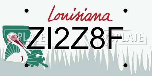 ZI2Z8F Louisiana License Plate