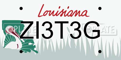 ZI3T3G Louisiana License Plate