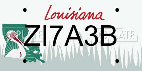 ZI7A3B Louisiana License Plate