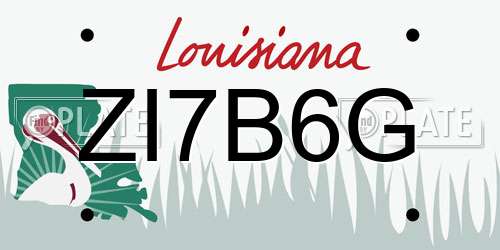 ZI7B6G Louisiana License Plate