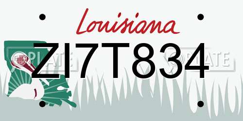 ZI7T834 Louisiana License Plate