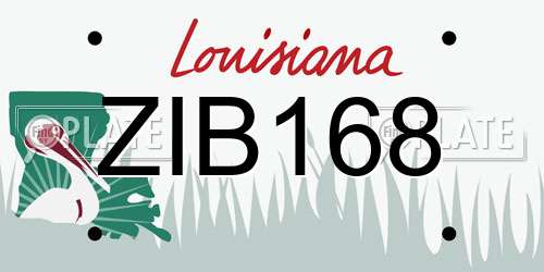 ZIB168 Louisiana License Plate