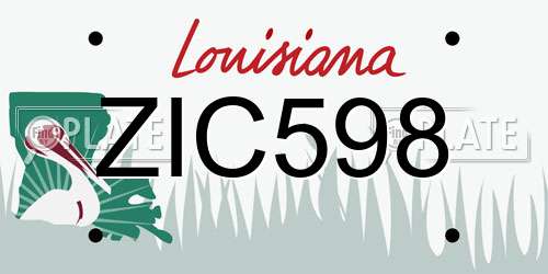 ZIC598 Louisiana License Plate
