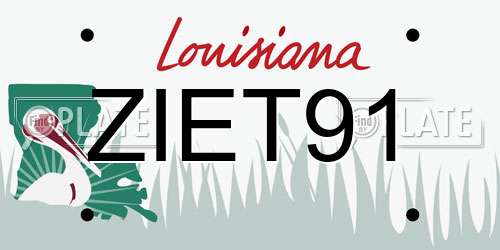ZIET91 Louisiana License Plate