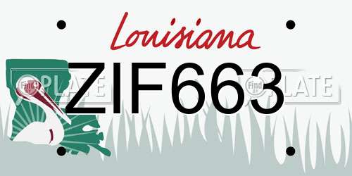 ZIF663 Louisiana License Plate