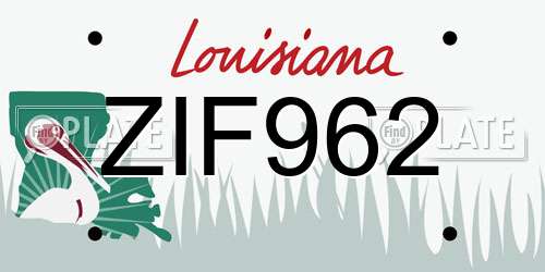 ZIF962 Louisiana License Plate