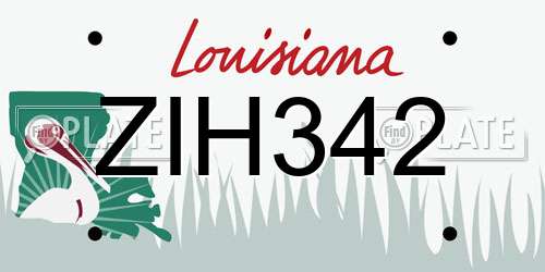 ZIH342 Louisiana License Plate