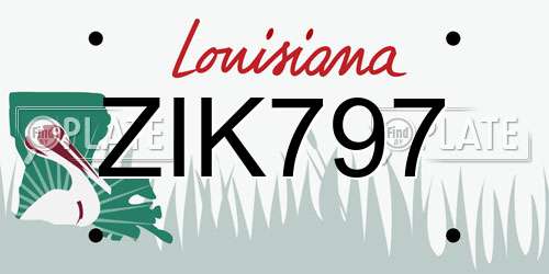 ZIK797 Louisiana License Plate