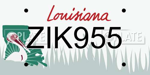 ZIK955 Louisiana License Plate