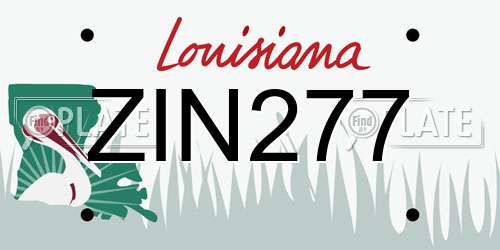 ZIN277 Louisiana License Plate