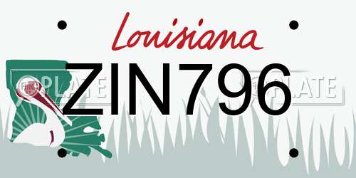 ZIN796 Louisiana License Plate