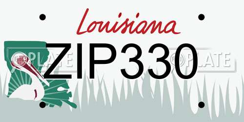ZIP330 Louisiana License Plate